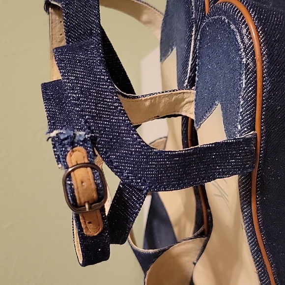 Klik Sashi denim wedge ankle strap sandals - Picture 8 of 9